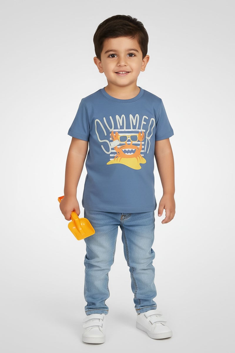 guppy Toddlers Boy Graphic Print Short Sleeve T-Shirt, Blue - Image 1